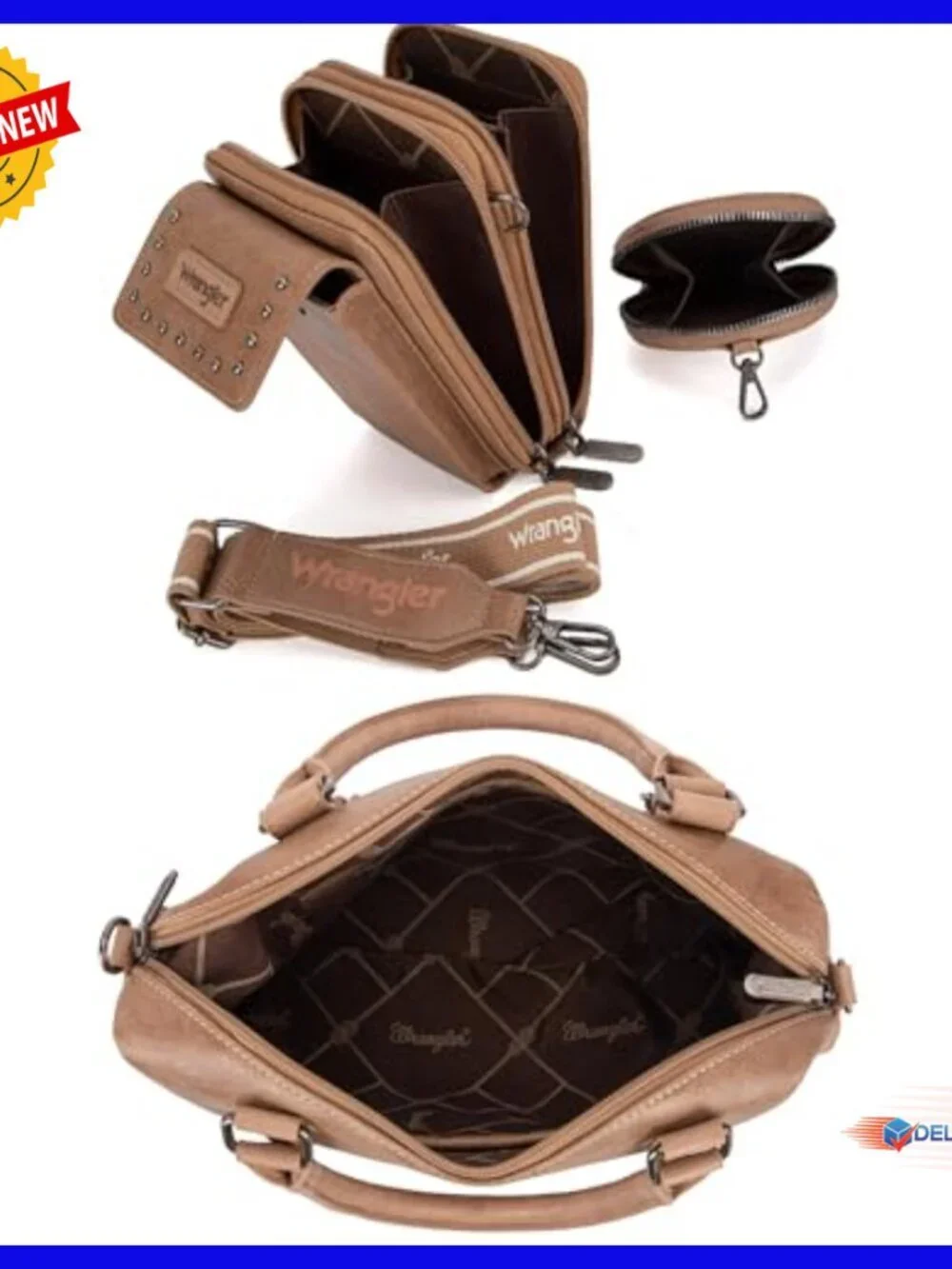 Leather Doctor Bag Set with Phone Purse & Coin Purse, 3-Piece
